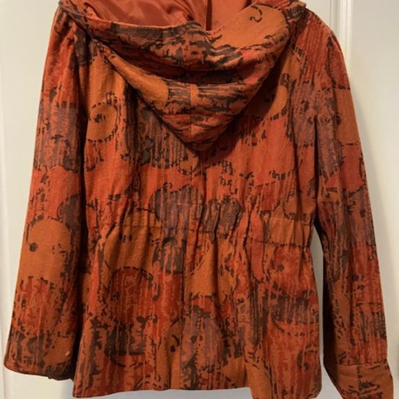 Zip Up Rusty Brown Fall/Spring Jacket With Hood - Picture 3 of 9